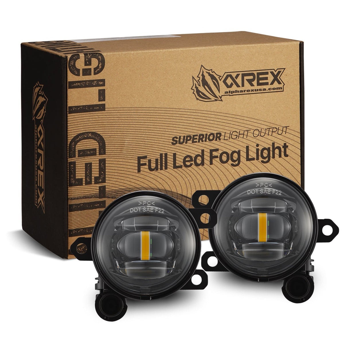 AlphaRex 24-26 Ford Ranger Raptor / Escape / Expedition LED Projector Fog Lights (Yellow Output Only)