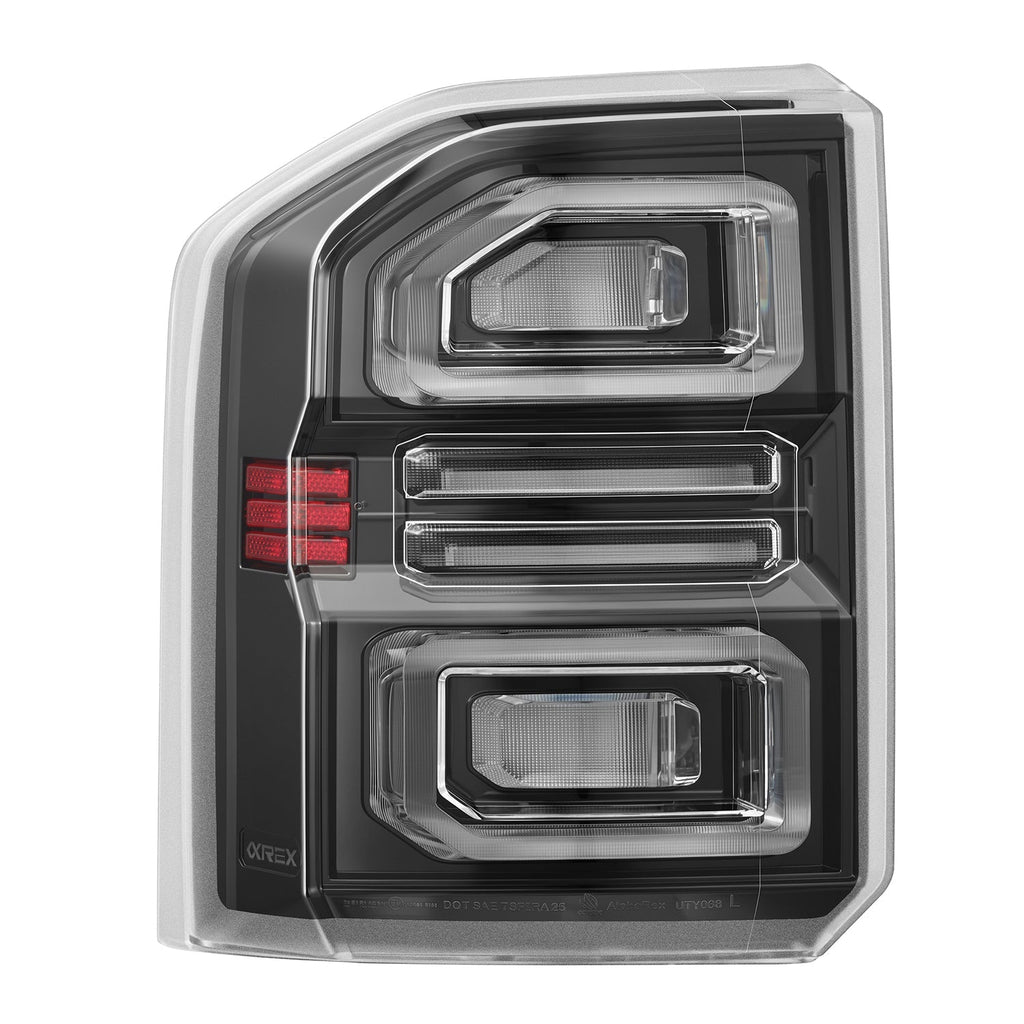 AlphaRex 24-26 Toyota Land Cruiser NOVA-Series Prismatic LED Tail Lights Black Clear