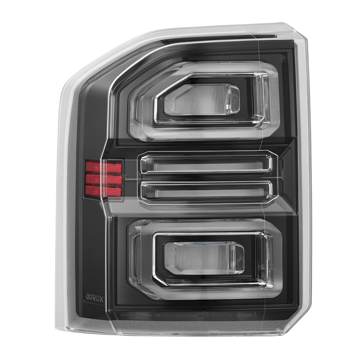 AlphaRex 24-26 Toyota Land Cruiser NOVA-Series Prismatic LED Tail Lights Black Clear
