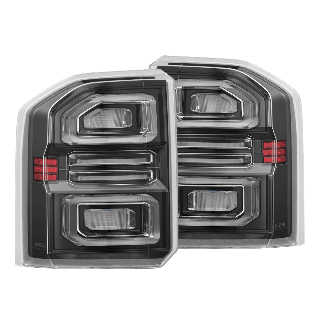 AlphaRex 24-26 Toyota Land Cruiser NOVA-Series Prismatic LED Tail Lights Black Clear