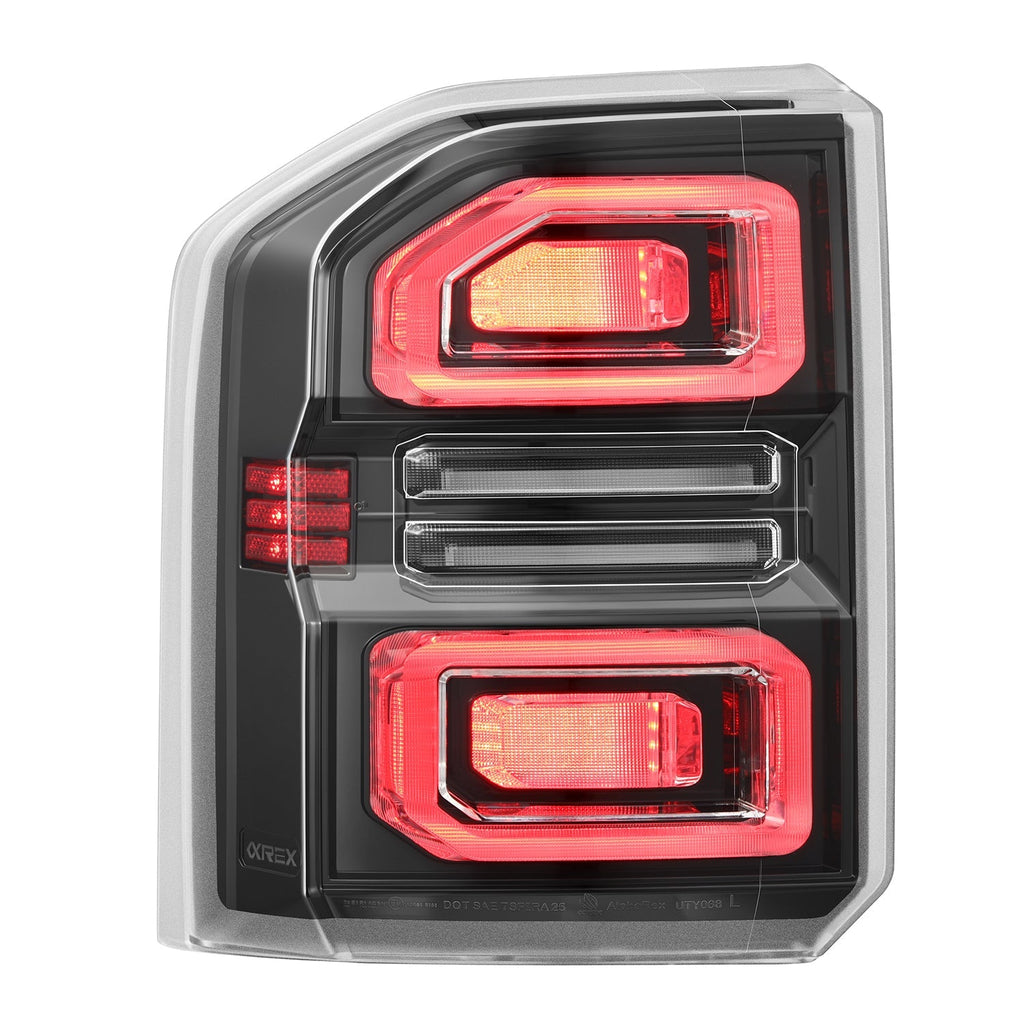 AlphaRex 24-26 Toyota Land Cruiser NOVA-Series Prismatic LED Tail Lights Black Clear