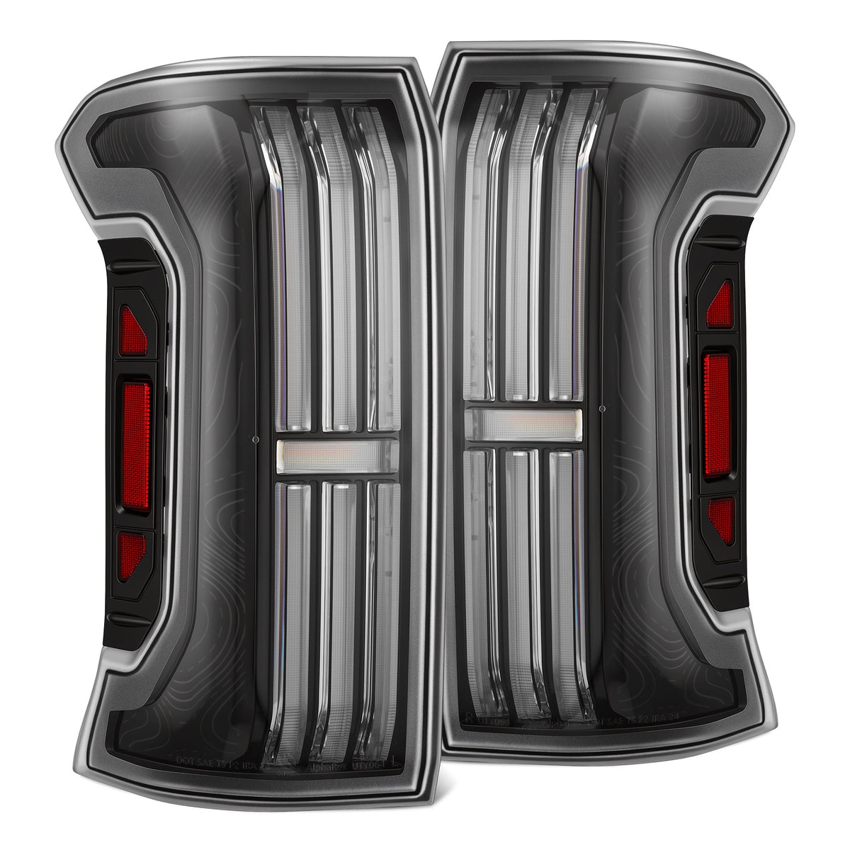 AlphaRex 24-26 Toyota Tacoma TOPO-ETCH NOVA-Series Prismatic LED Tail Lights Black Clear