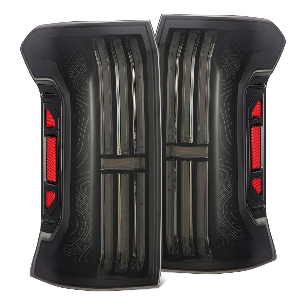 AlphaRex 24-26 Toyota Tacoma TOPO-ETCH NOVA-Series Prismatic LED Tail Lights Black Smoke
