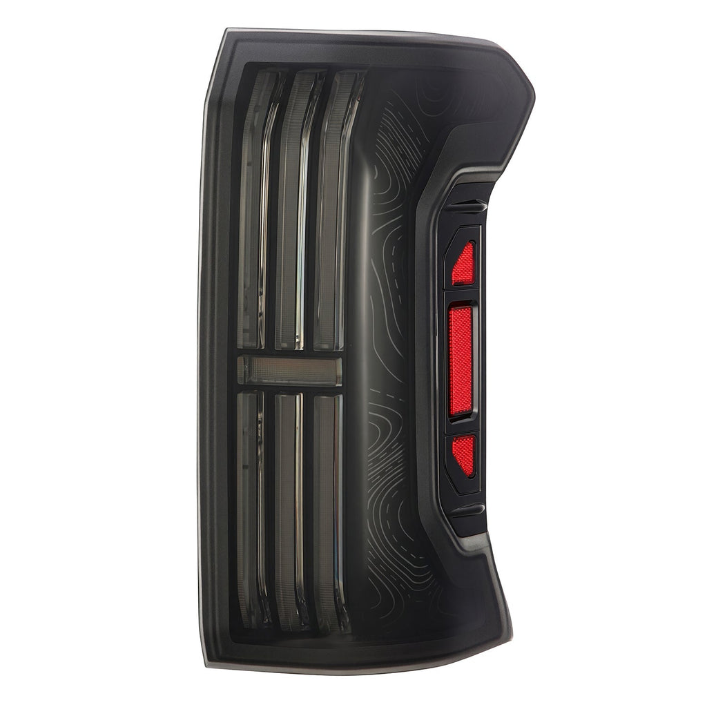 AlphaRex 24-26 Toyota Tacoma TOPO-ETCH NOVA-Series Prismatic LED Tail Lights Black Smoke