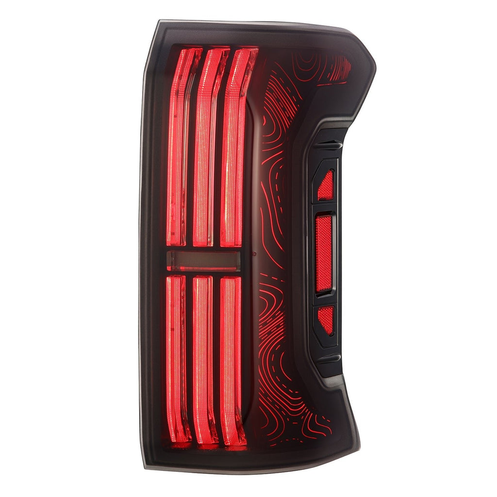 AlphaRex 24-26 Toyota Tacoma TOPO-ETCH NOVA-Series Prismatic LED Tail Lights Black Smoke