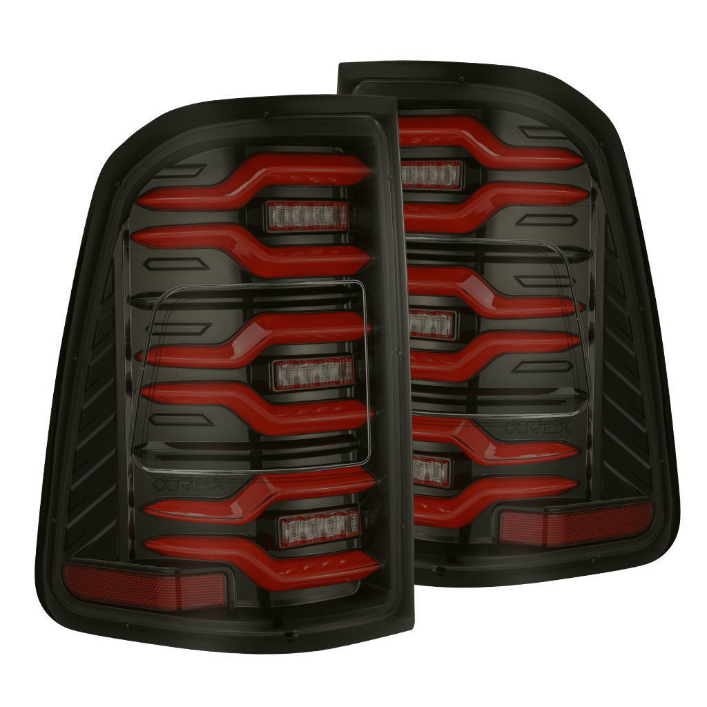 AlphaRex 25-26 Ram 1500 LUXX-Series LED Tail Lights Black-Red