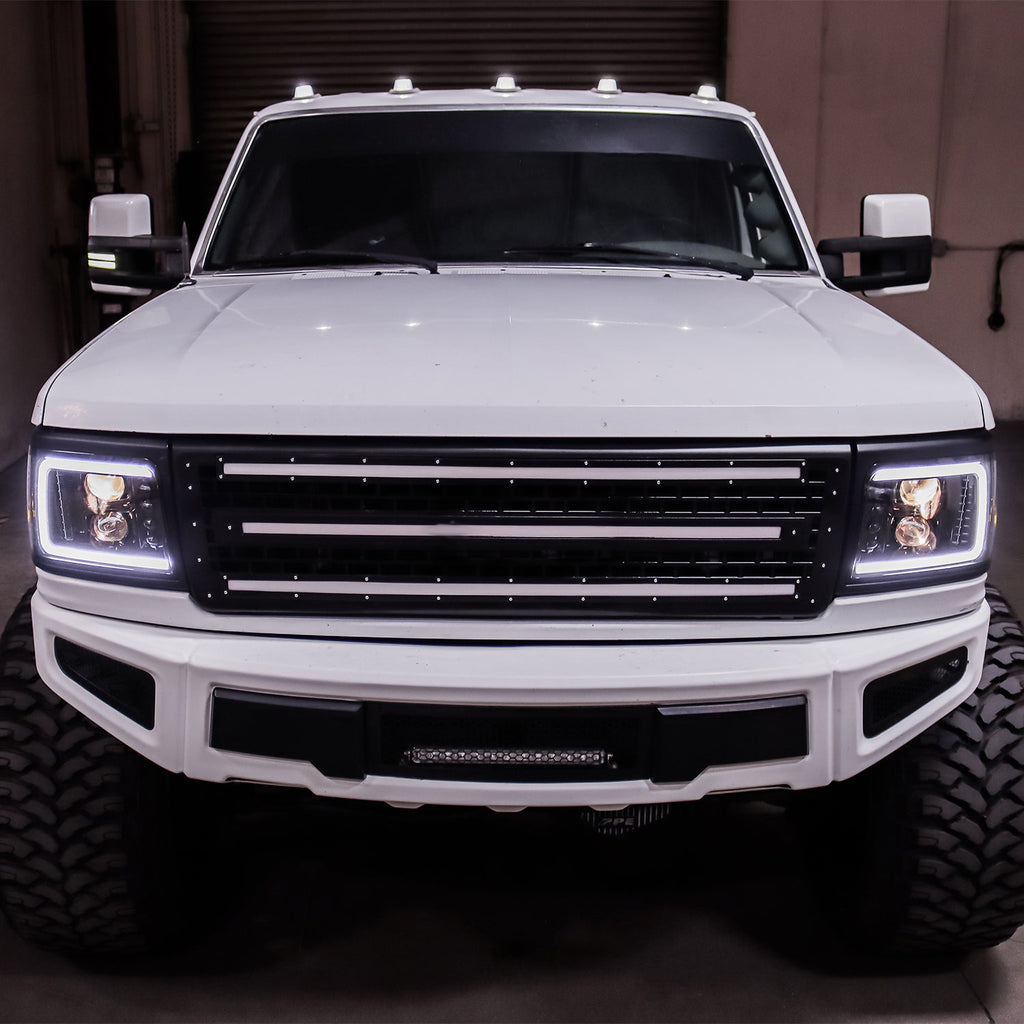 AlphaRex 92-96 Ford F-Series/Bronco LUXX-Series LED Projector Headlights Chrome