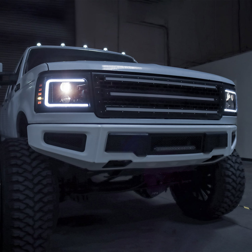 AlphaRex 92-96 Ford F-Series/Bronco LUXX-Series LED Projector Headlights Black