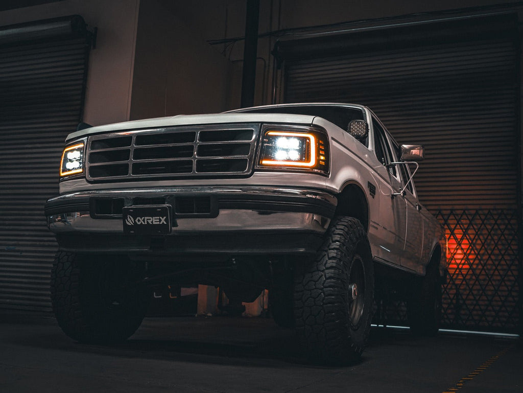 AlphaRex 92-96 Ford F-Series/Bronco NOVA-Series LED Projector Headlights Alpha-Black