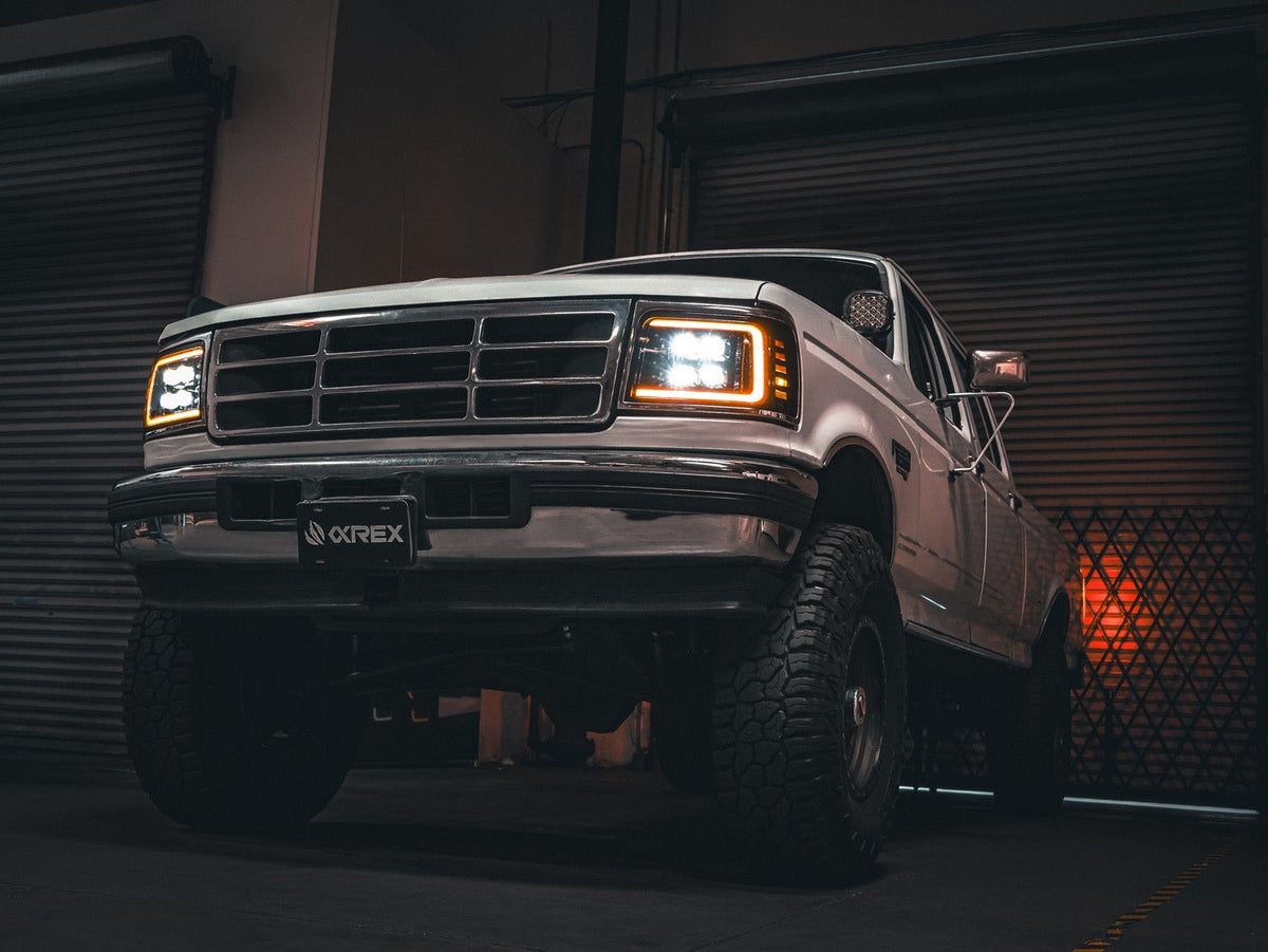 AlphaRex 92-96 Ford F-Series/Bronco NOVA-Series LED Projector Headlights Alpha-Black