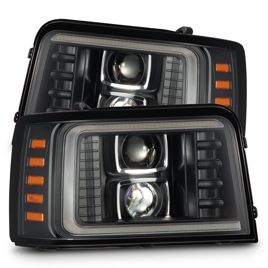 AlphaRex 92-96 Ford F-Series/Bronco PRO-Series Halogen Projector Headlights Black