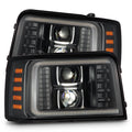 AlphaRex 92-96 Ford F-Series/Bronco PRO-Series Halogen Projector Headlights Black