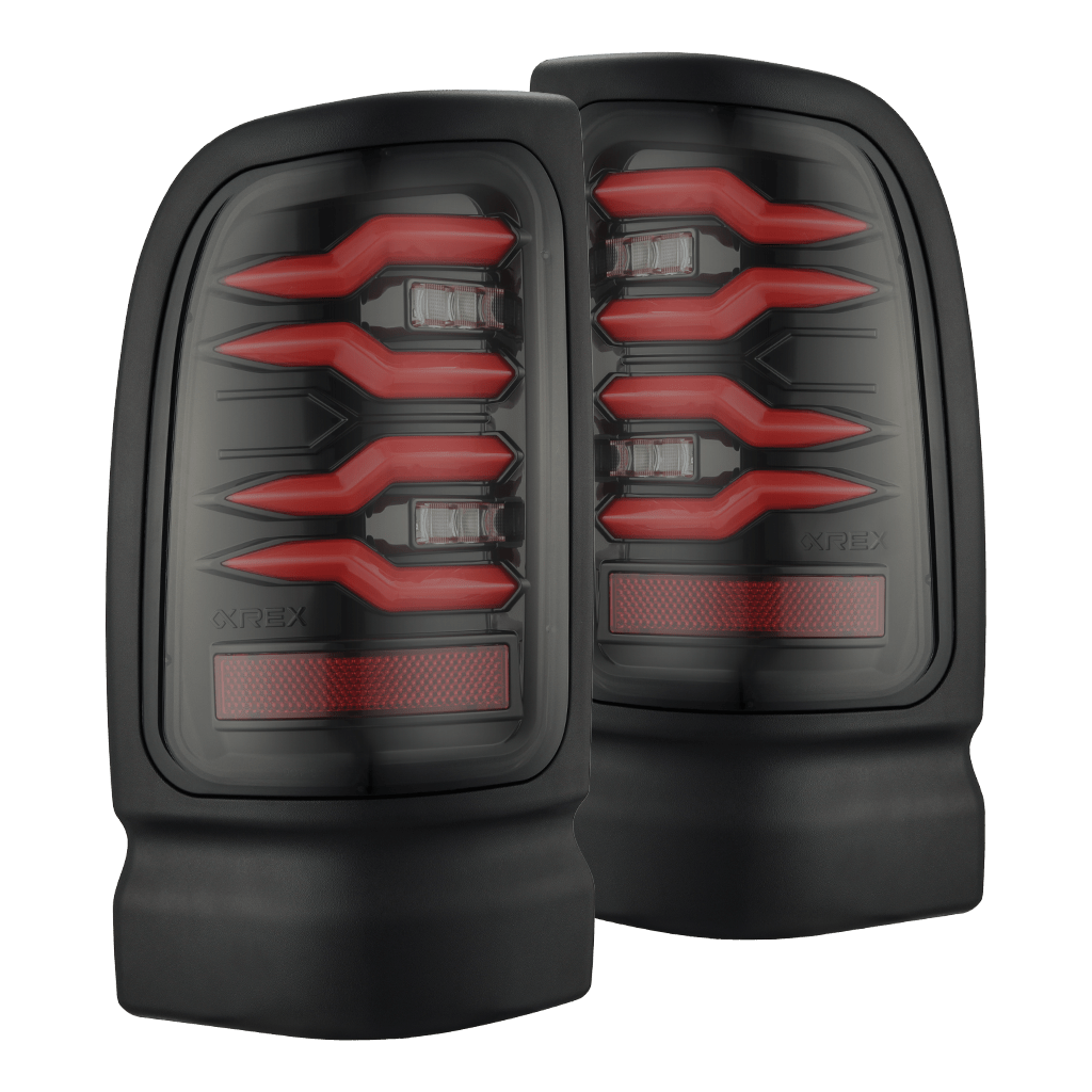 AlphaRex 94-01 Dodge Ram 1500/94-02 Ram 2500/3500 LUXX-Series LED Tail Lights Black-Red