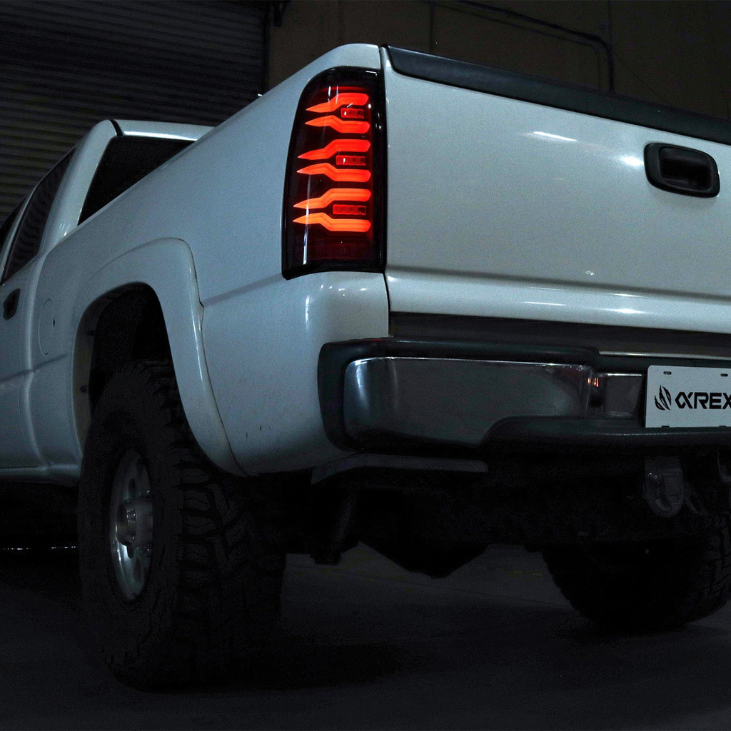 AlphaRex 99-06 Chevrolet Silverado/99-06 GMC Sierra LUXX-Series LED Tail Lights Black Smoke