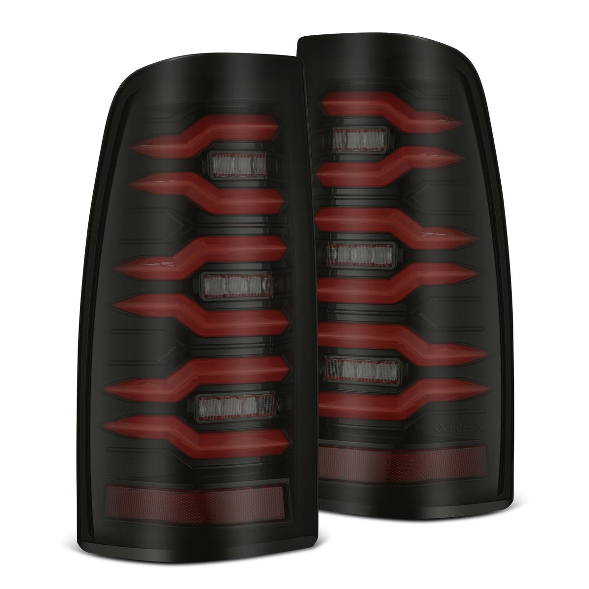 AlphaRex 99-06 Chevrolet Silverado/99-06 GMC Sierra LUXX-Series LED Tail Lights Black-Red