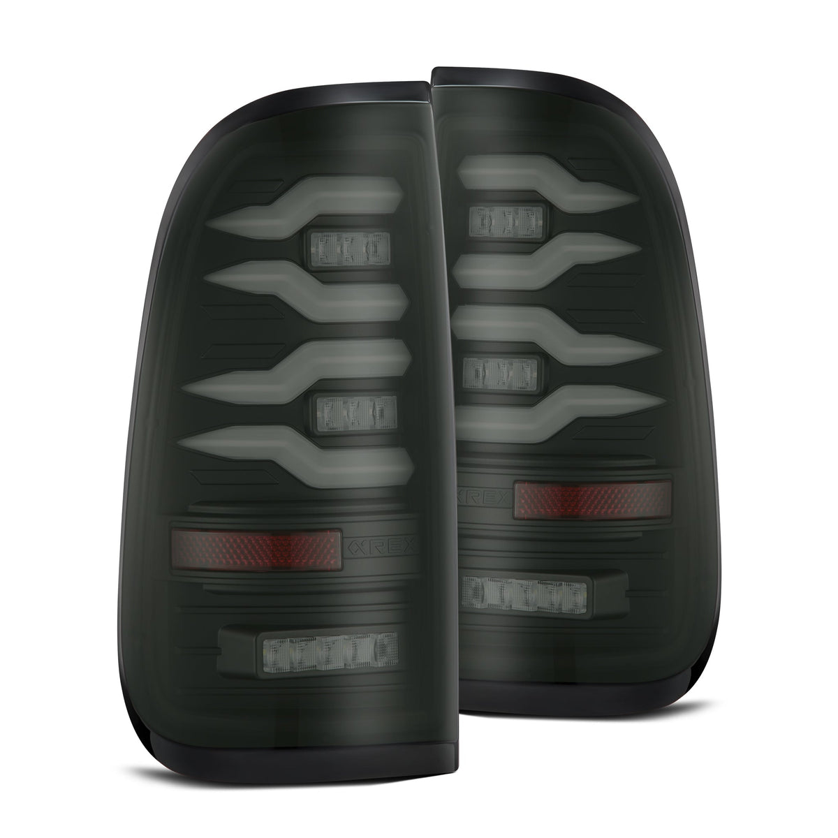 AlphaRex 99-16 Ford Super Duty / 97-03 F150 LUXX-Series LED Tail Lights Black Smoke