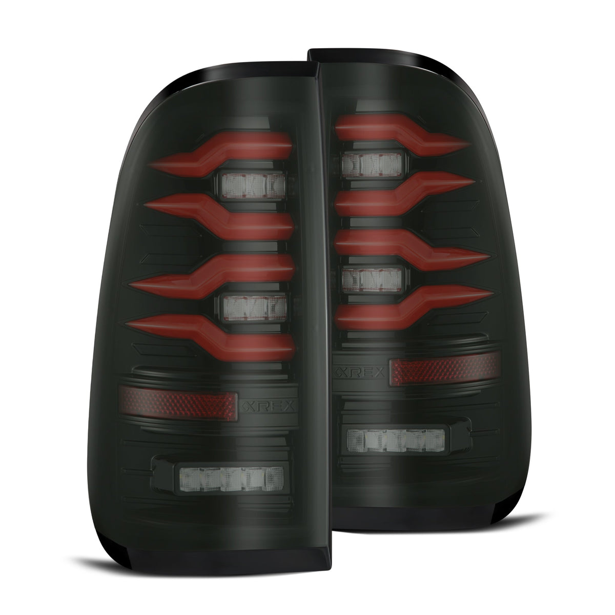 AlphaRex 99-16 Ford Super Duty / 97-03 F150 LUXX-Series LED Tail Lights Black-Red