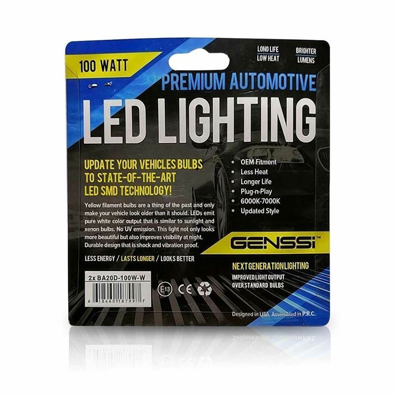 BA20D H6 100W LED Headlight Bulbs for ATV/Scooter (2 Pack)