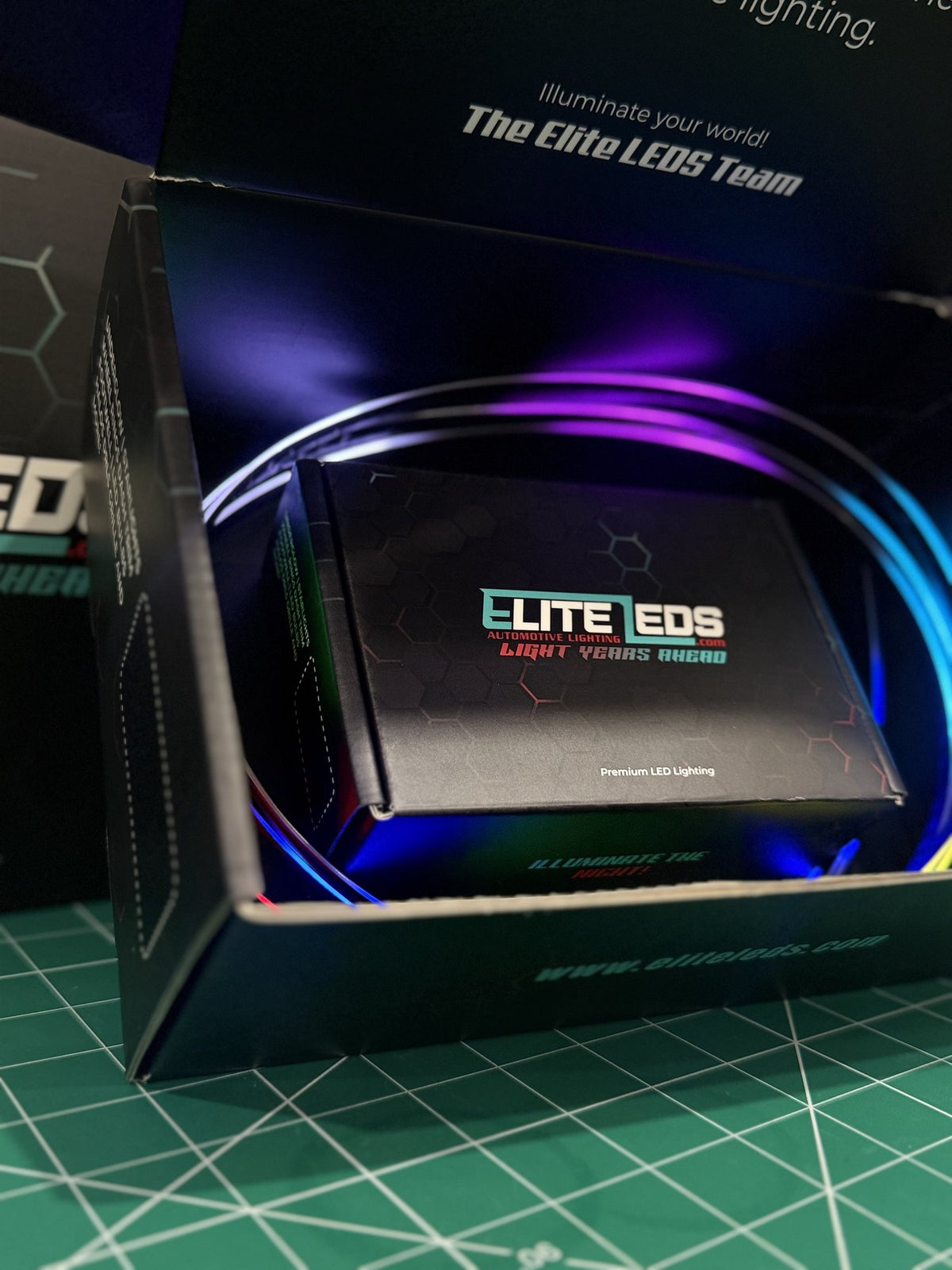 Elite LEDs 3-piece ambient kit installed showing blue accent lighting
