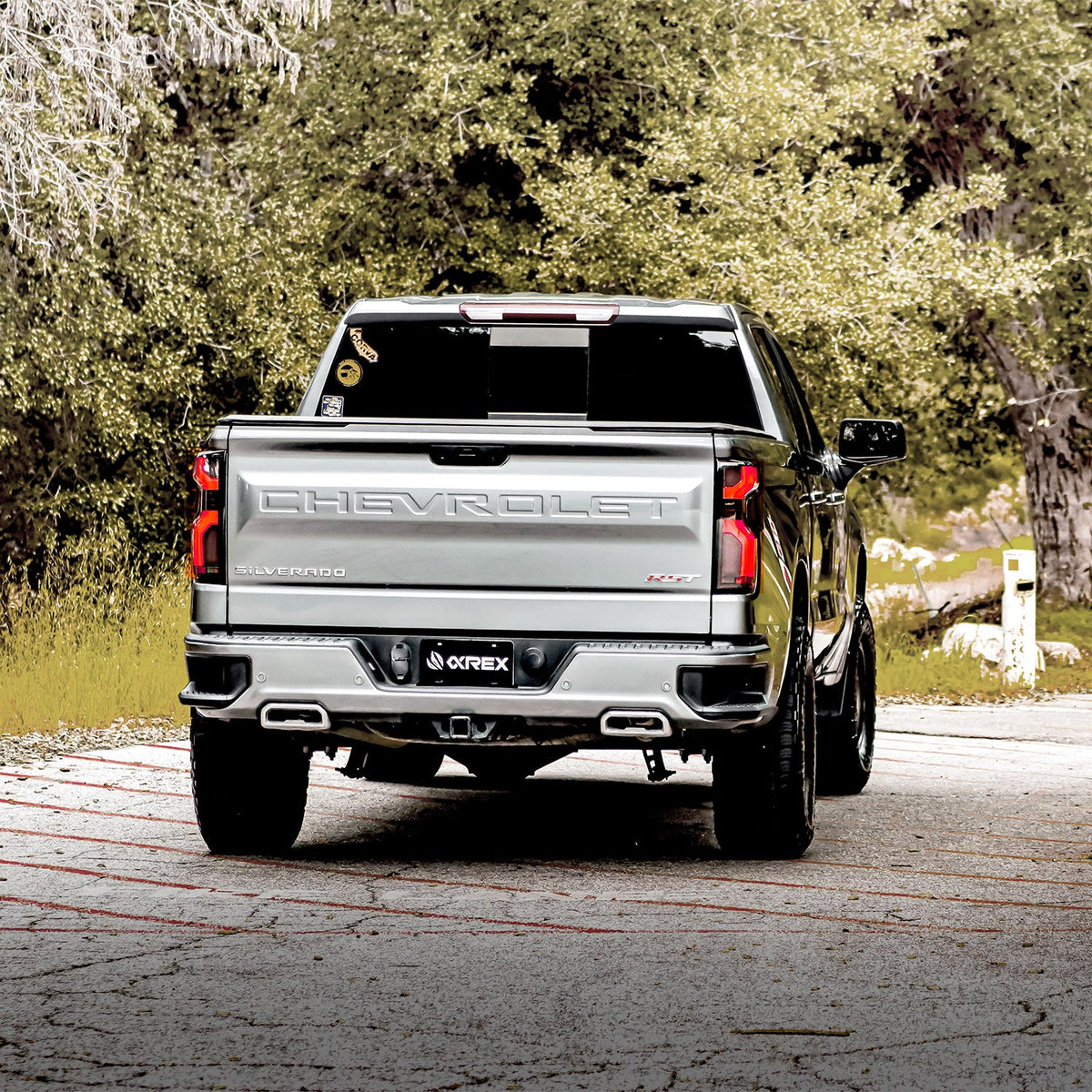 AlphaRex 19-26 Chevrolet Silverado 1500 / 20-26 Silverado 2500HD/3500HD LUXX-Series LED Tail Lights Black-Red