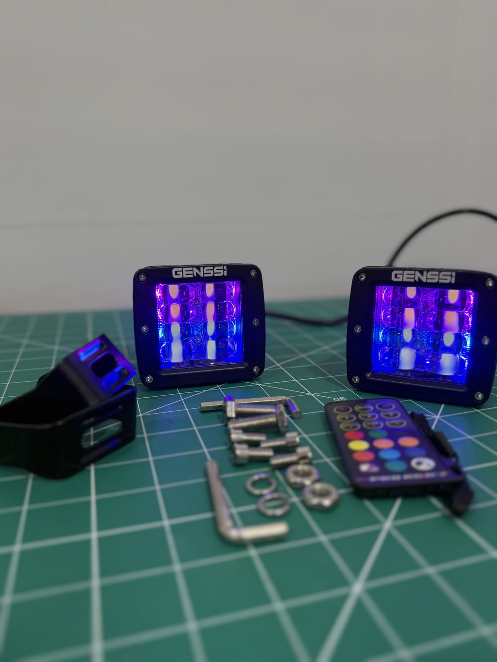 Chase LED pod lights showing white flood beam output