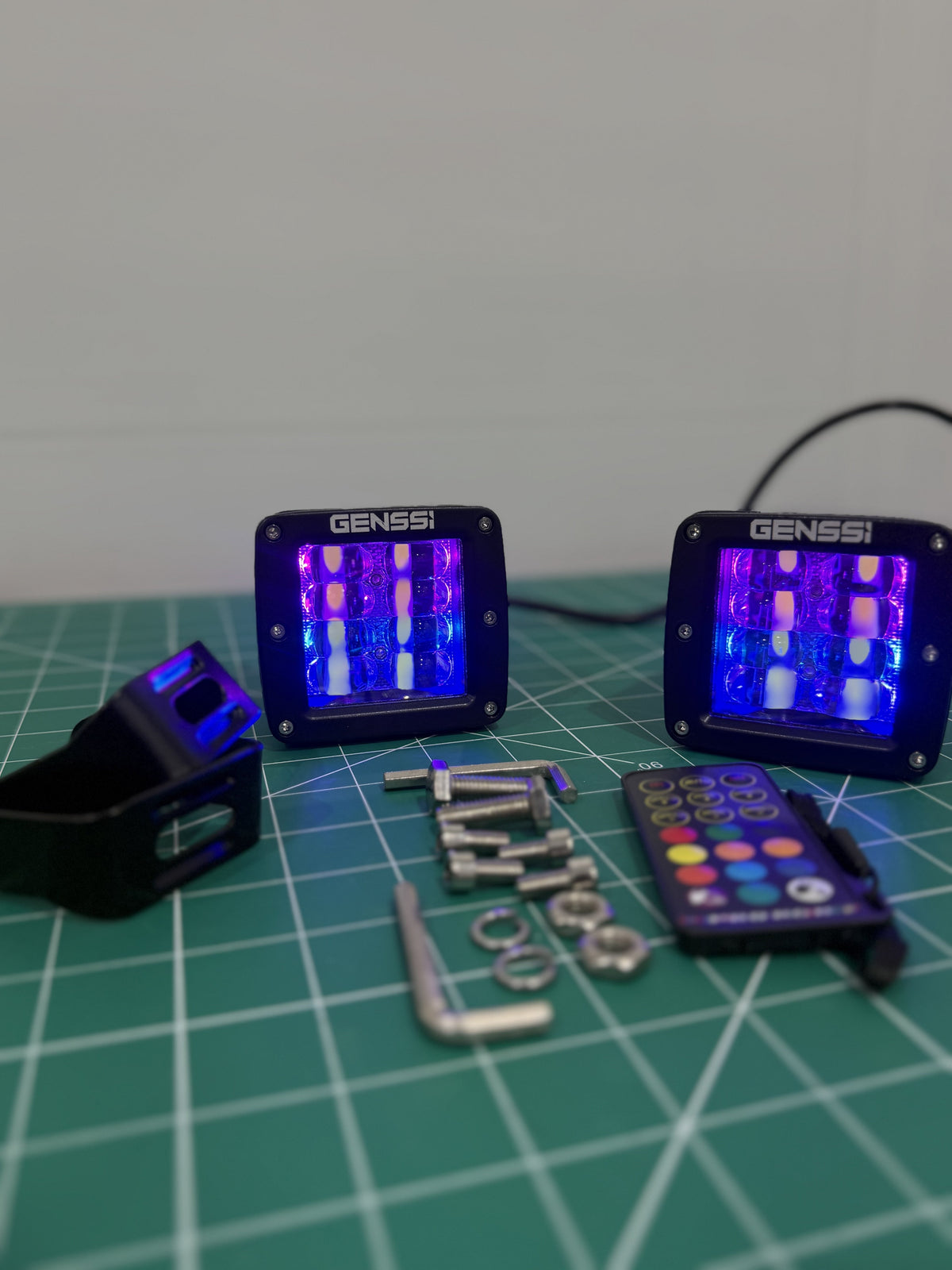Chase LED pod lights showing white flood beam output