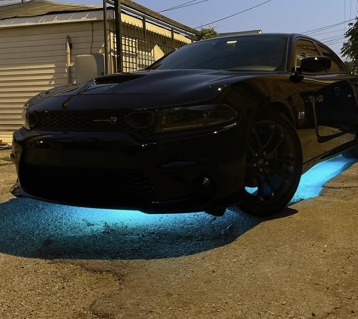 Chase underglow kit showing flowing color effect on vehicle