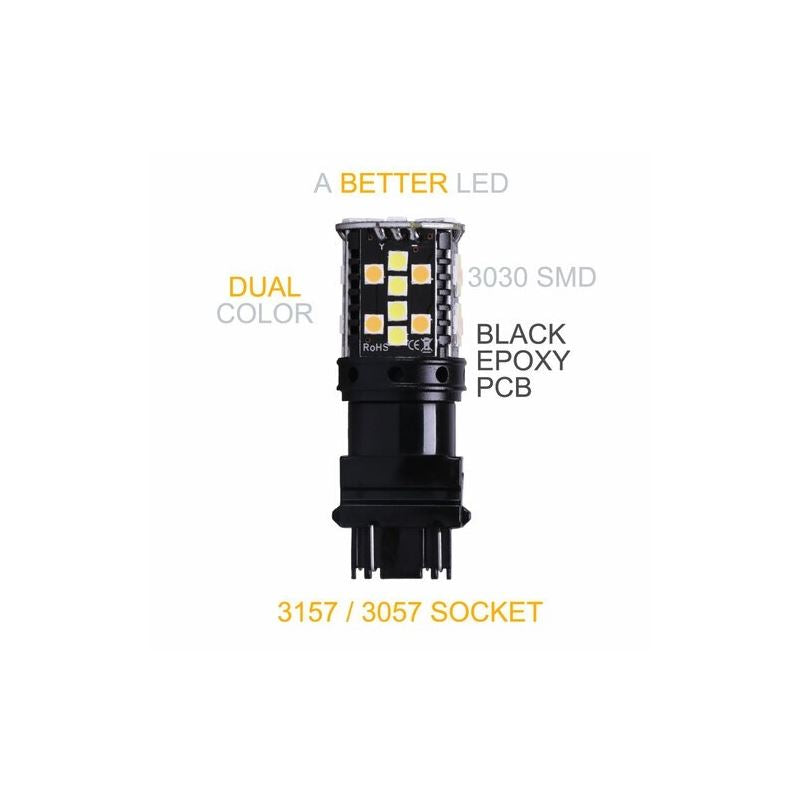 3157 3057 No Hyper Flash Canbus LED Bulbs Amber/White Switchback (2 Pack)