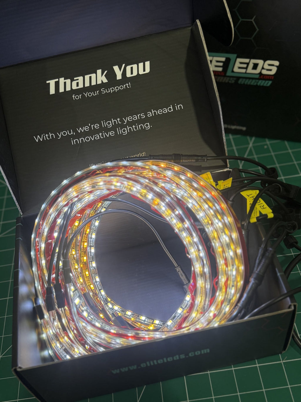 Pure white underglow LED strips showing bright even illumination