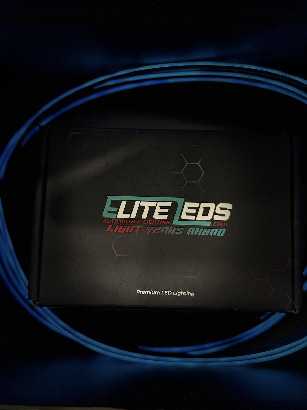 AMB-DASH-3 kit in Elite LEDs premium black packaging with blue fiber optic strands