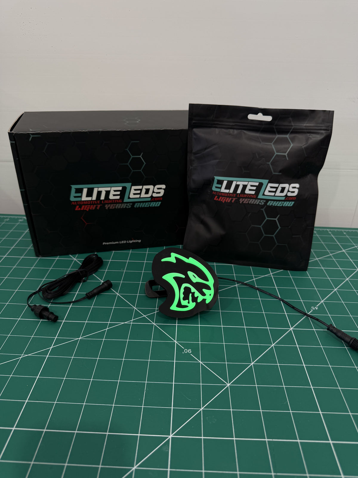 Hellcat Head LED Illuminated Badge — RGB Color Changing Emblem