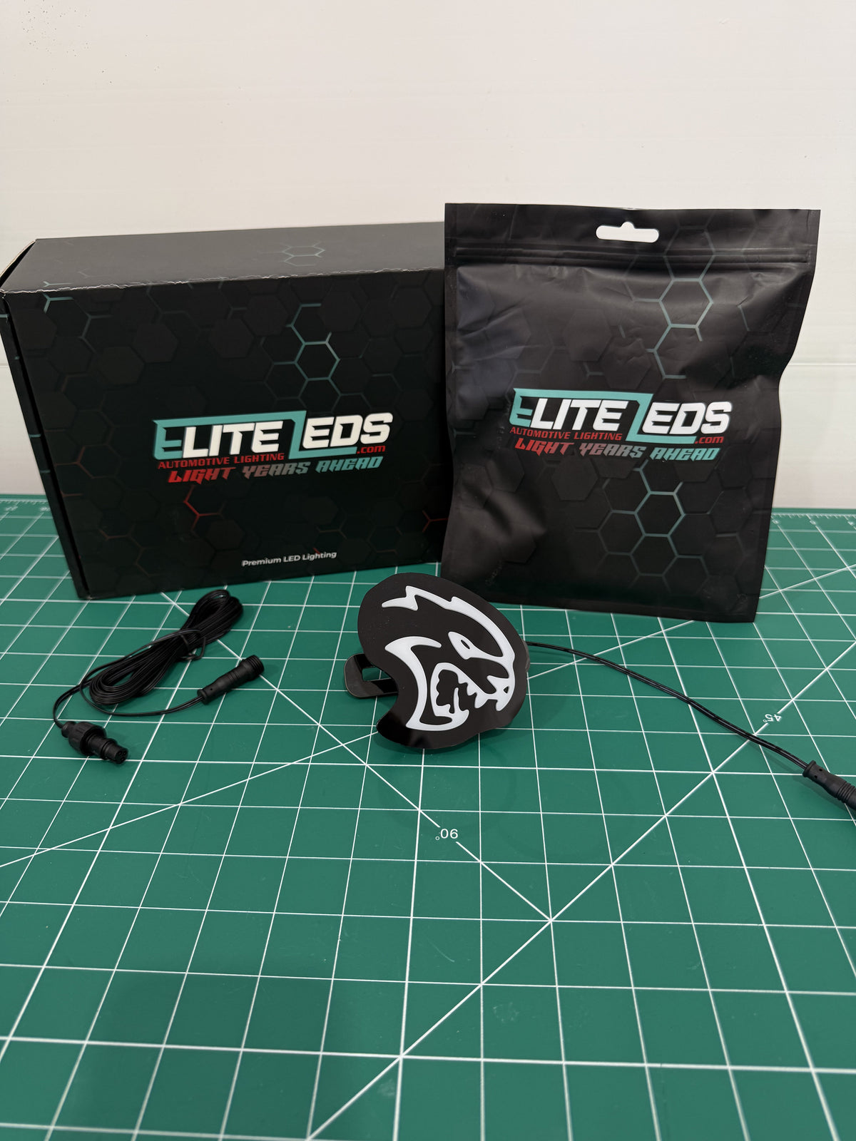 Hellcat Head LED Illuminated Badge — RGB Color Changing Emblem