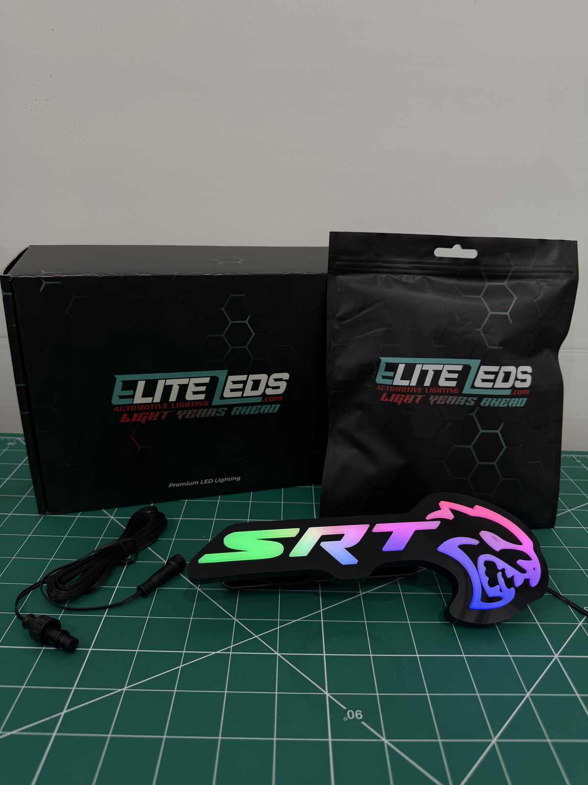 SRT Hellcat LED Illuminated Badge — RGB Color Changing Emblem