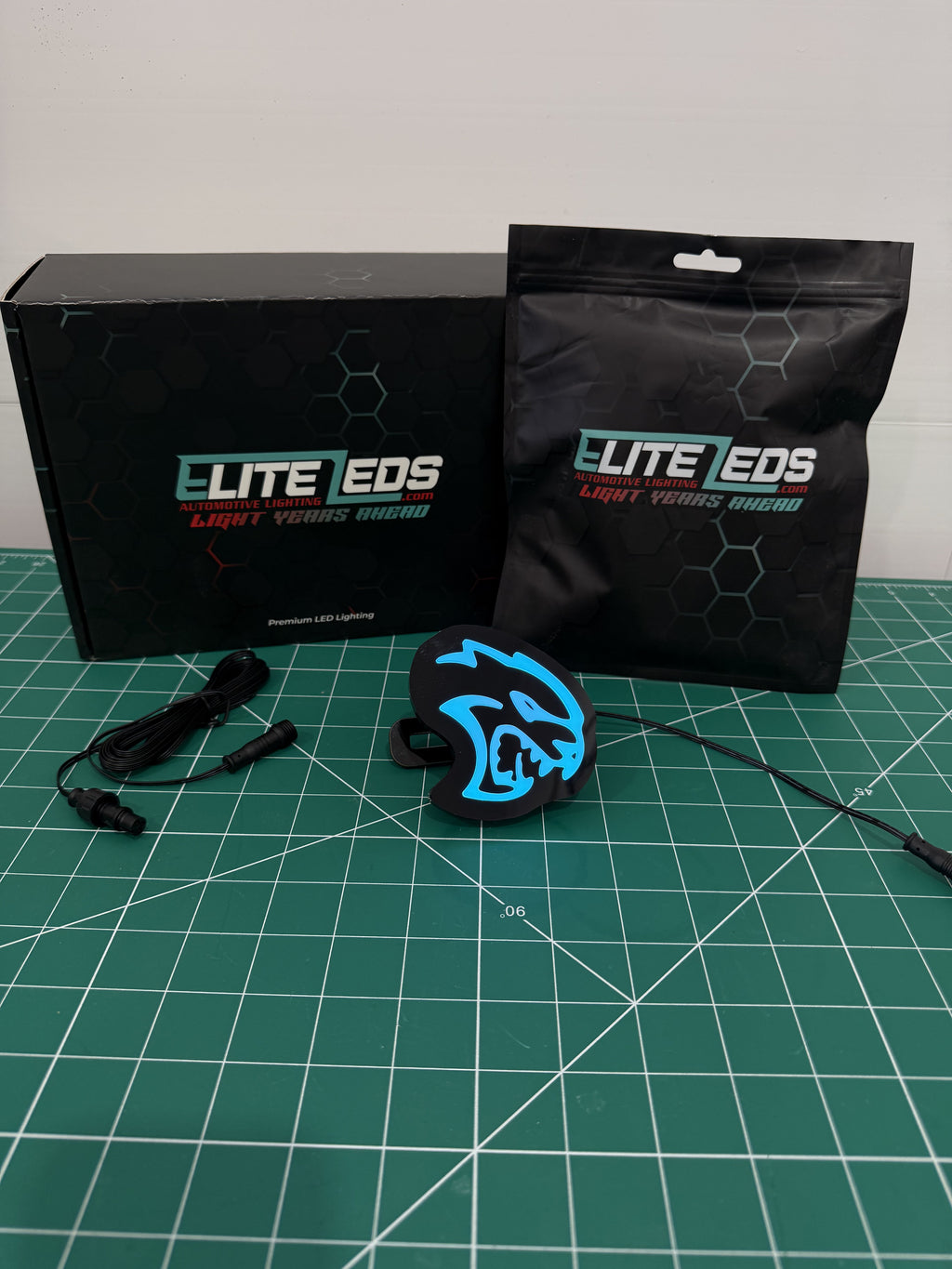 Hellcat Head LED Illuminated Badge — RGB Color Changing Emblem