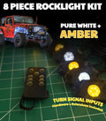 White/Amber Dual-Color Rock Light Kit(8 piece)