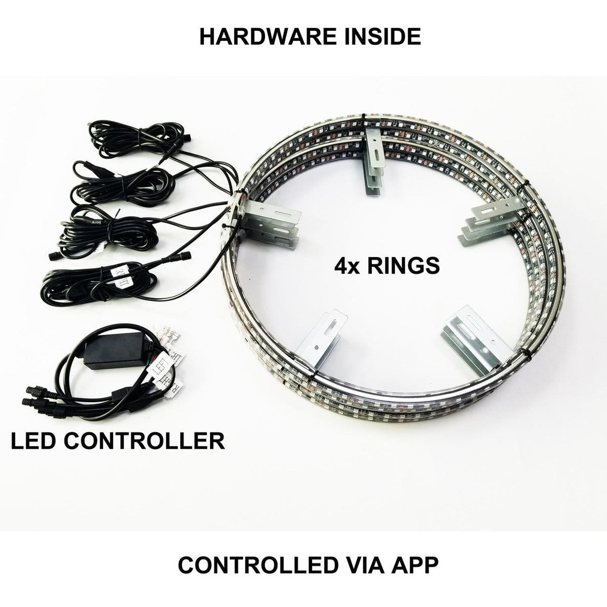 15.5" LED Wheel Ring Kit — 4-Piece RGB Double Row
