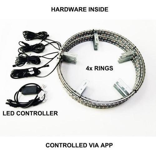 15.5" LED Wheel Ring Kit — 4-Piece RGB Double Row